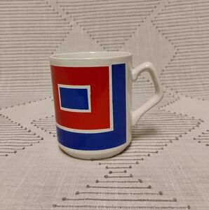 Geometric Red and Blue Mug England